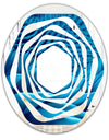 Abstract Blue Wavy - Modern Round or Oval Wall Mirror - Whirl