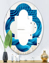 Abstract Blue Wavy - Modern Round or Oval Wall Mirror - Quatrefoil