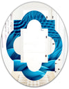 Abstract Blue Wavy - Modern Round or Oval Wall Mirror - Quatrefoil