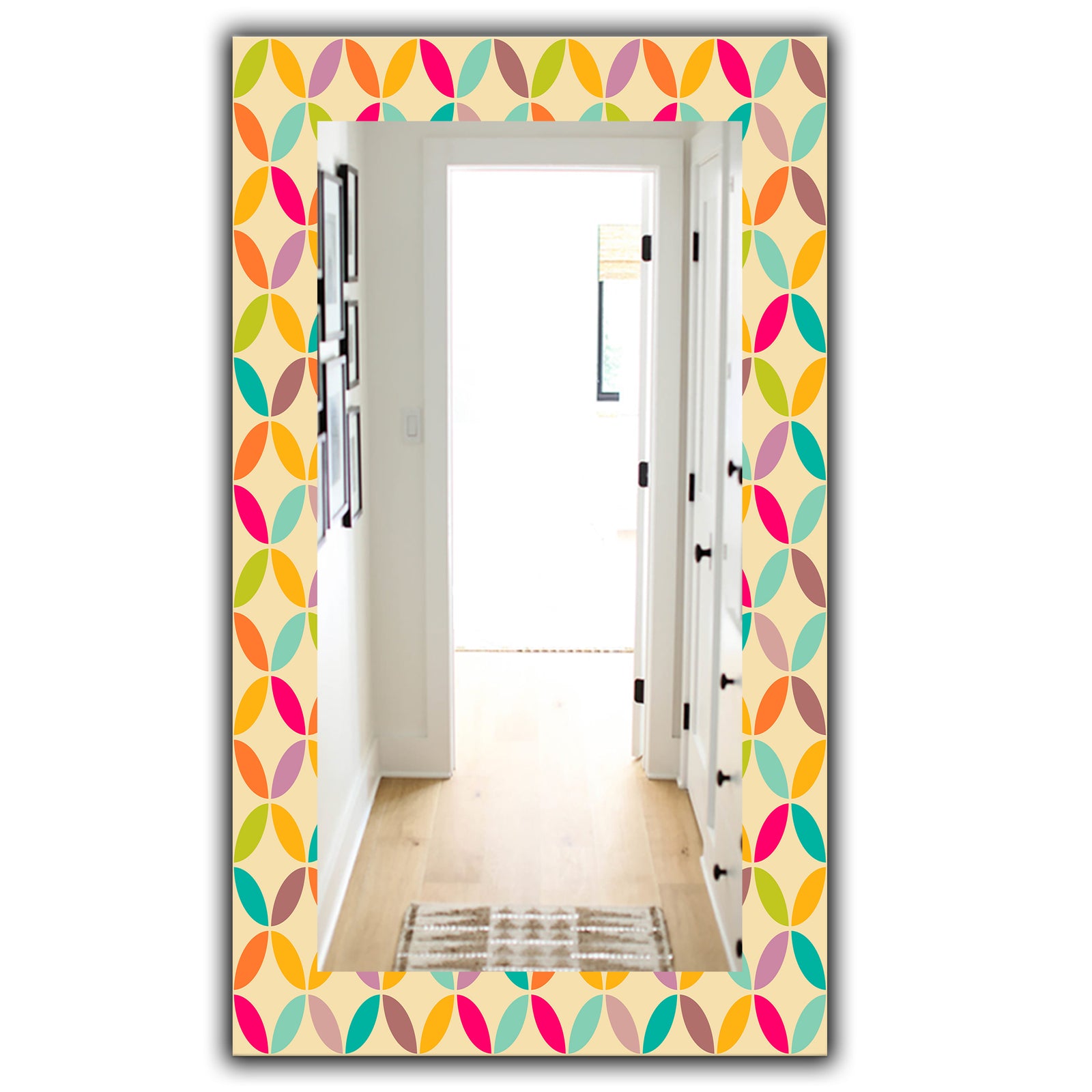 Vintage Neutral Pattern - Modern Mirror - Frameless Wall Mirror