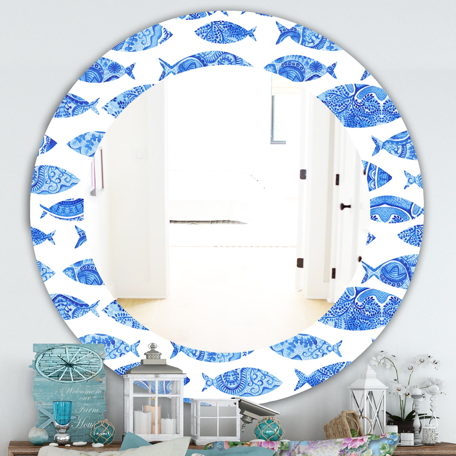 Costal Creatures 1 - Traditional Mirror - Frameless Oval or Round Wall Mirror