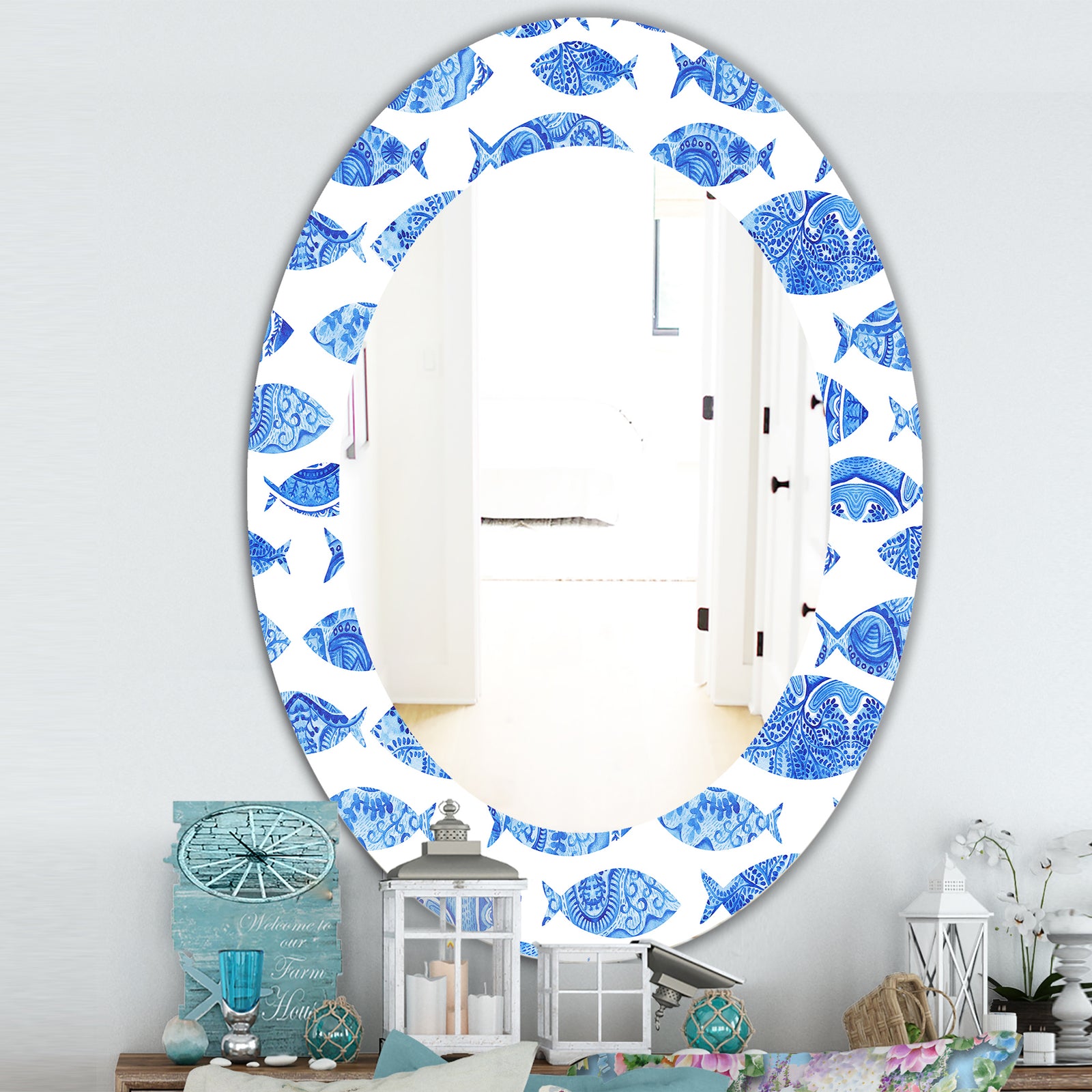 Costal Creatures 1 - Traditional Mirror - Frameless Oval or Round Wall Mirror