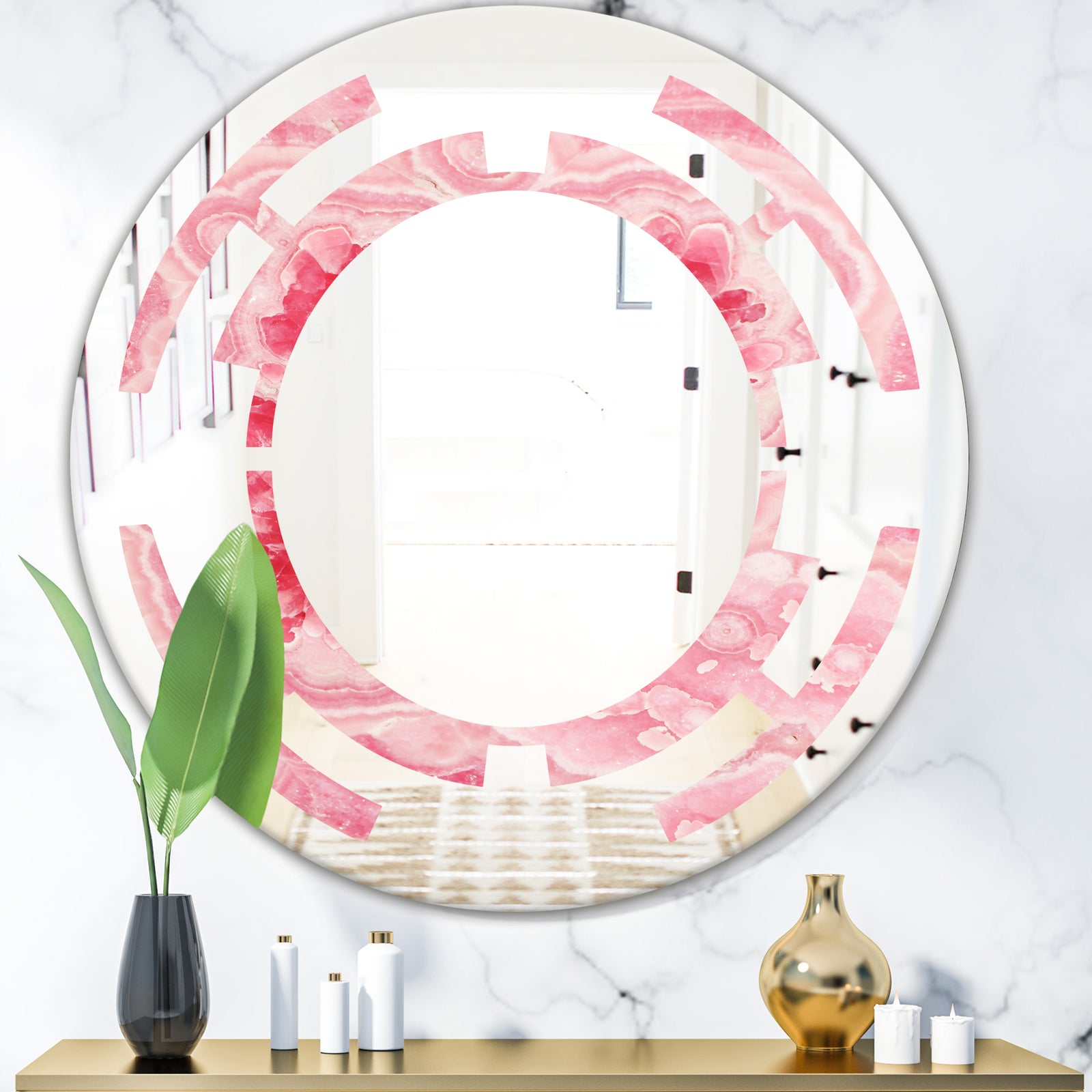 Quartz texture - Modern Round or Oval Wall Mirror - Space