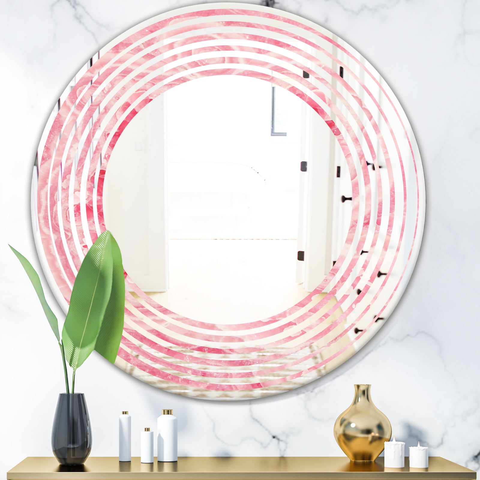 Quartz texture - Modern Round or Oval Wall Mirror - Wave