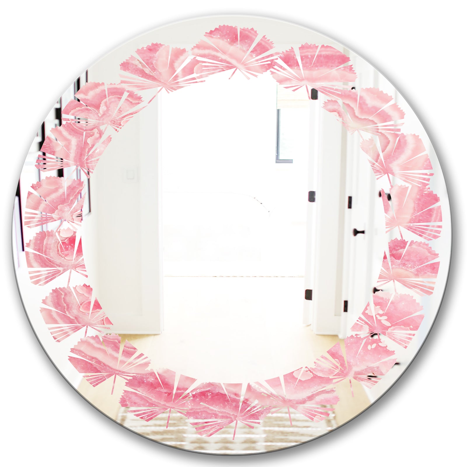 Quartz texture - Modern Round or Oval Wall Mirror - Leaves