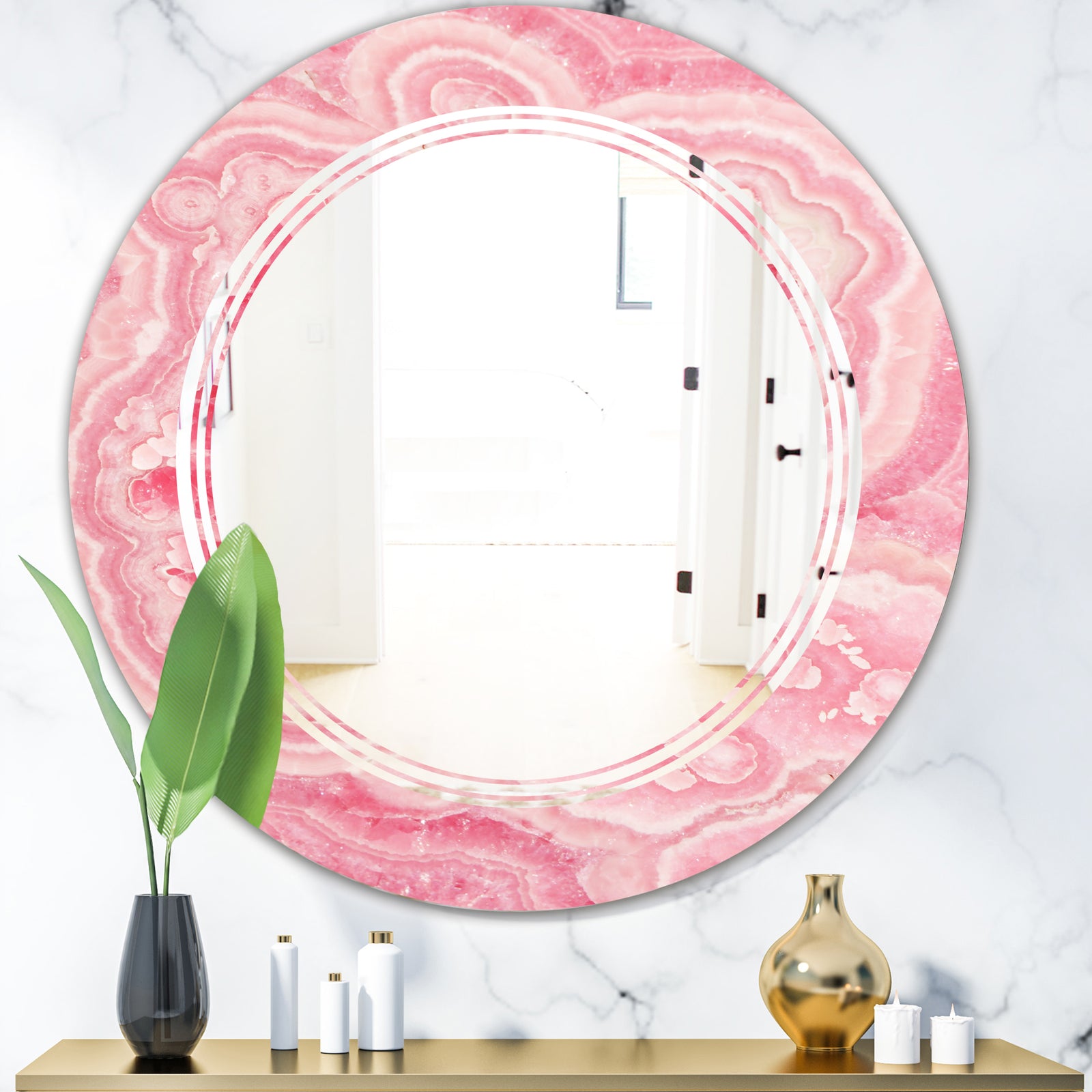 Quartz texture - Modern Round or Oval Wall Mirror - Triple C