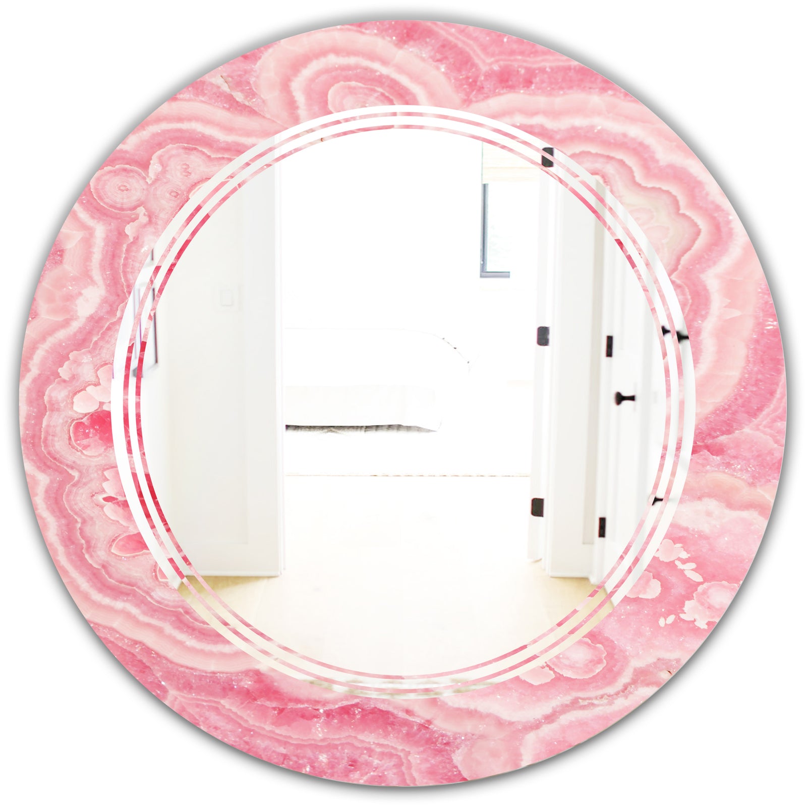 Quartz texture - Modern Round or Oval Wall Mirror - Triple C