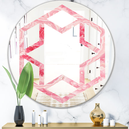 Quartz texture - Modern Round or Oval Wall Mirror - Hexagon Star