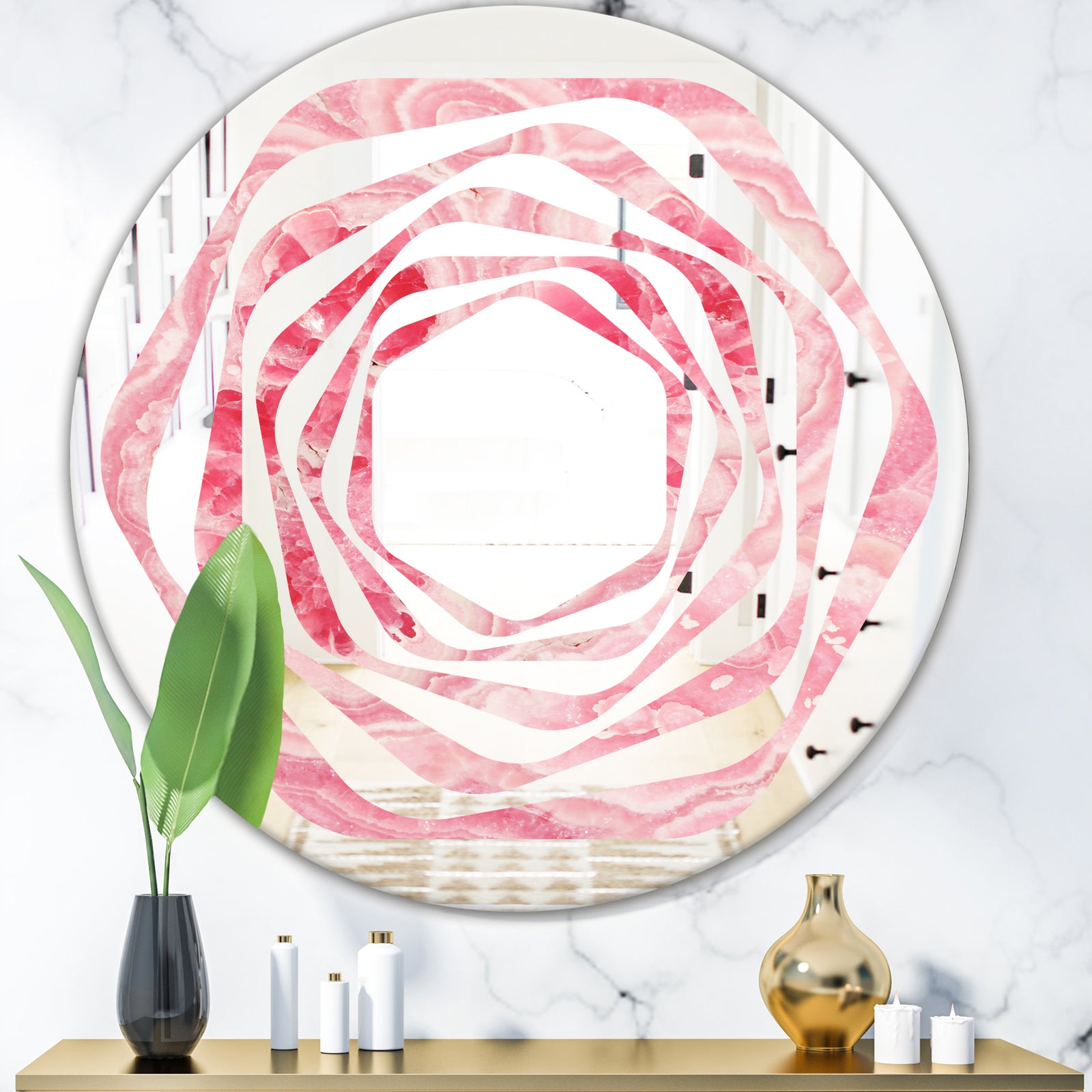 Quartz texture - Modern Round or Oval Wall Mirror - Whirl