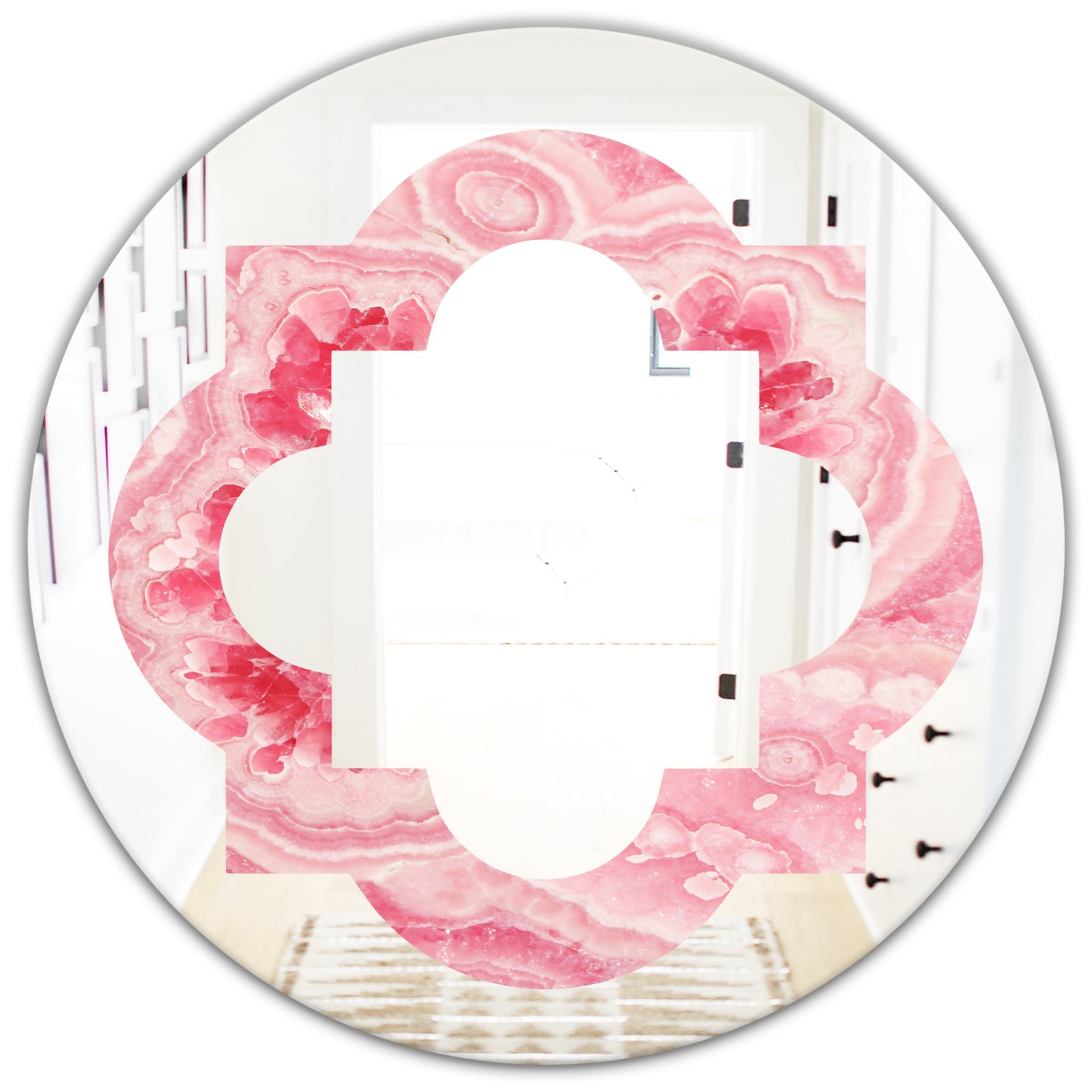 Quartz texture - Modern Round or Oval Wall Mirror - Quatrefoil