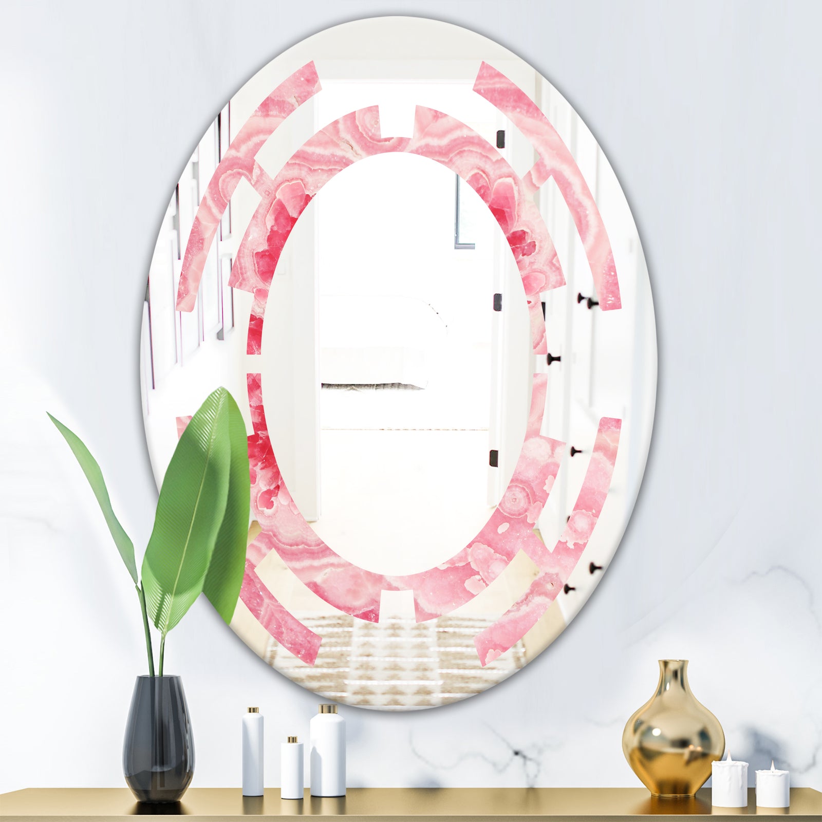 Quartz texture - Modern Round or Oval Wall Mirror - Space