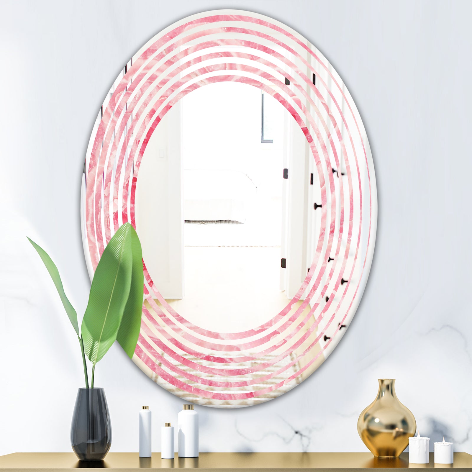 Quartz texture - Modern Round or Oval Wall Mirror - Wave