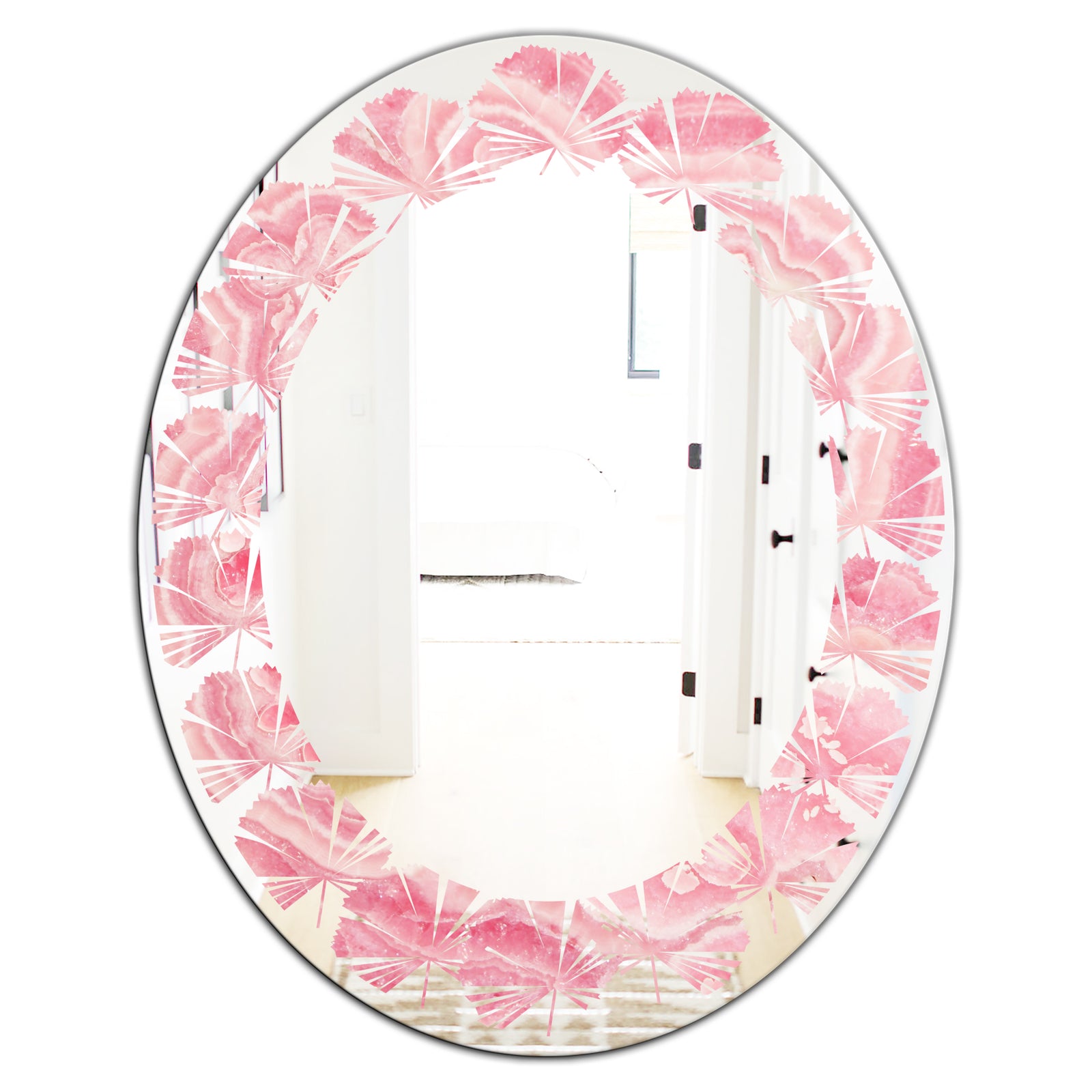 Quartz texture - Modern Round or Oval Wall Mirror - Leaves
