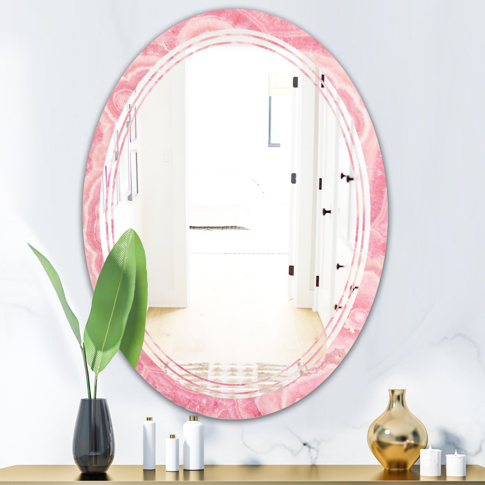 Quartz texture - Modern Round or Oval Wall Mirror - Triple C