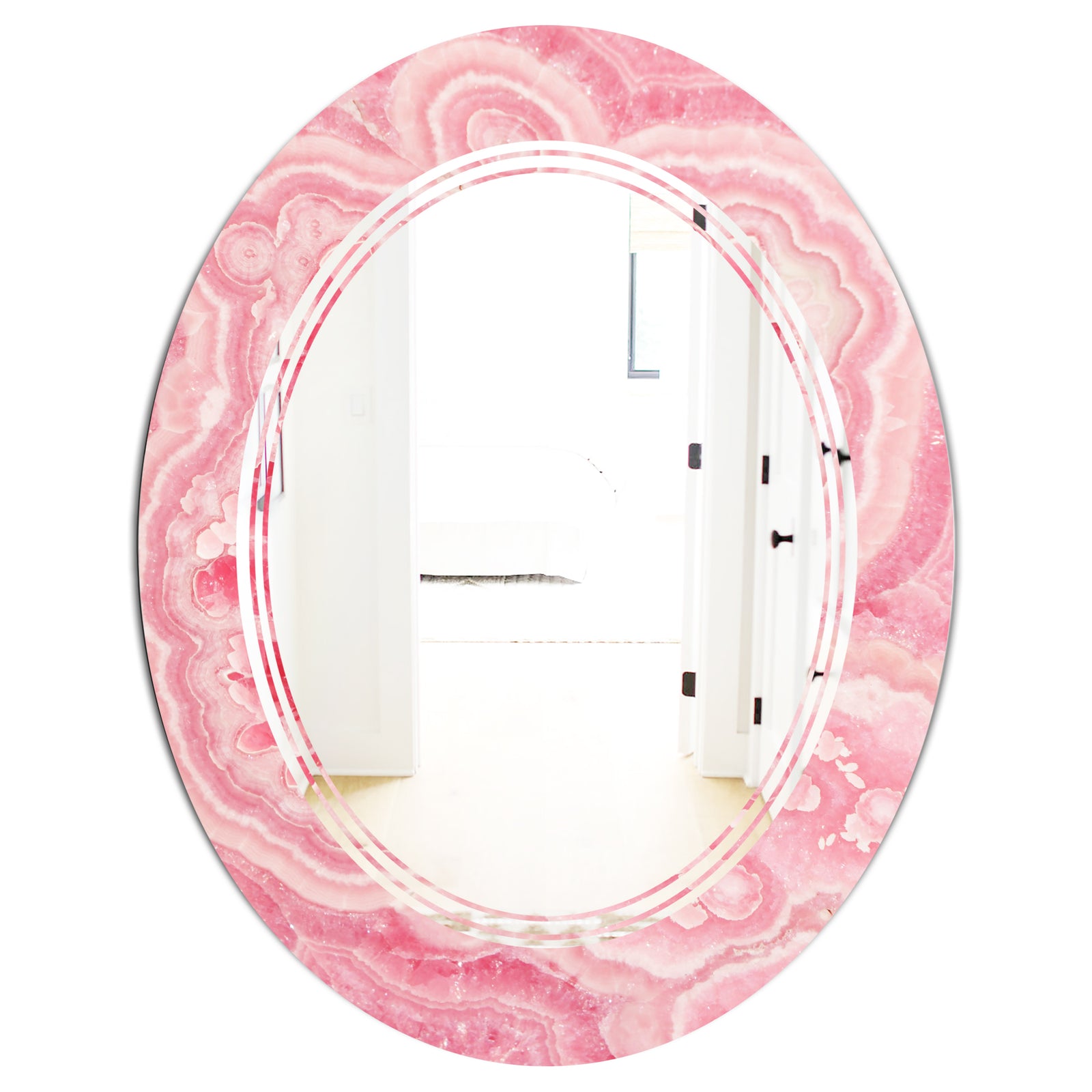 Quartz texture - Modern Round or Oval Wall Mirror - Triple C