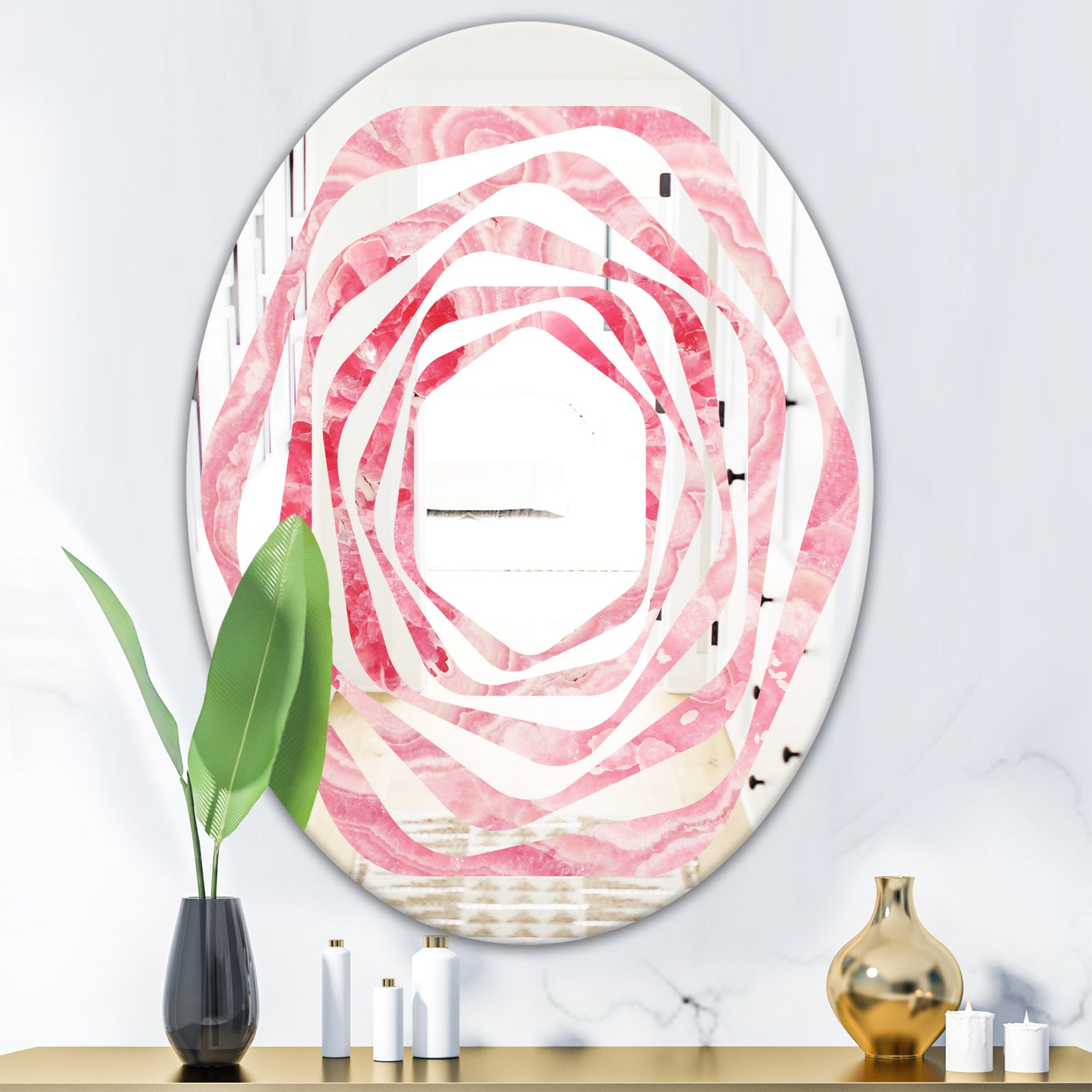Quartz texture - Modern Round or Oval Wall Mirror - Whirl