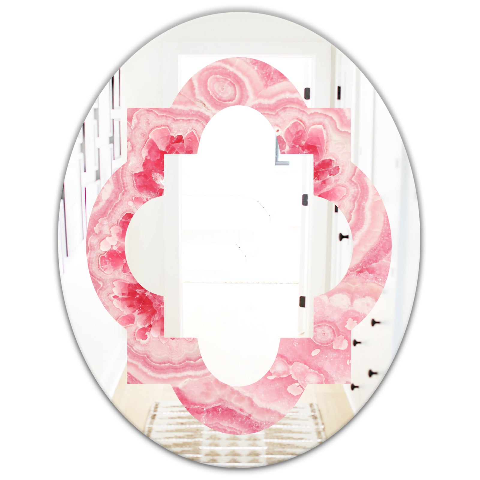 Quartz texture - Modern Round or Oval Wall Mirror - Quatrefoil