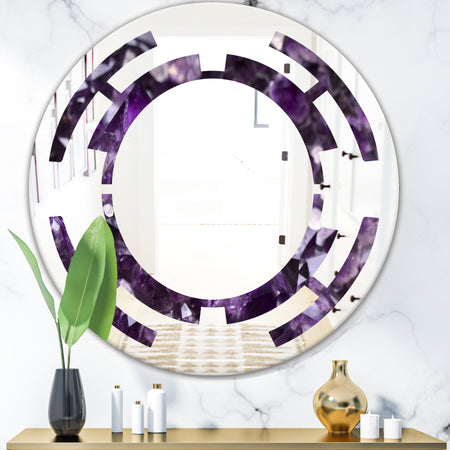 Amethyst geode - Modern Round or Oval Wall Mirror - Space
