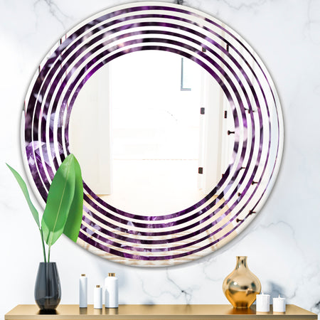 Amethyst geode - Modern Round or Oval Wall Mirror - Wave