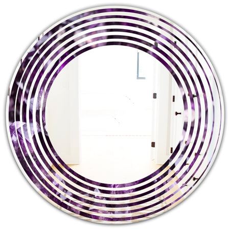 Amethyst geode - Modern Round or Oval Wall Mirror - Wave