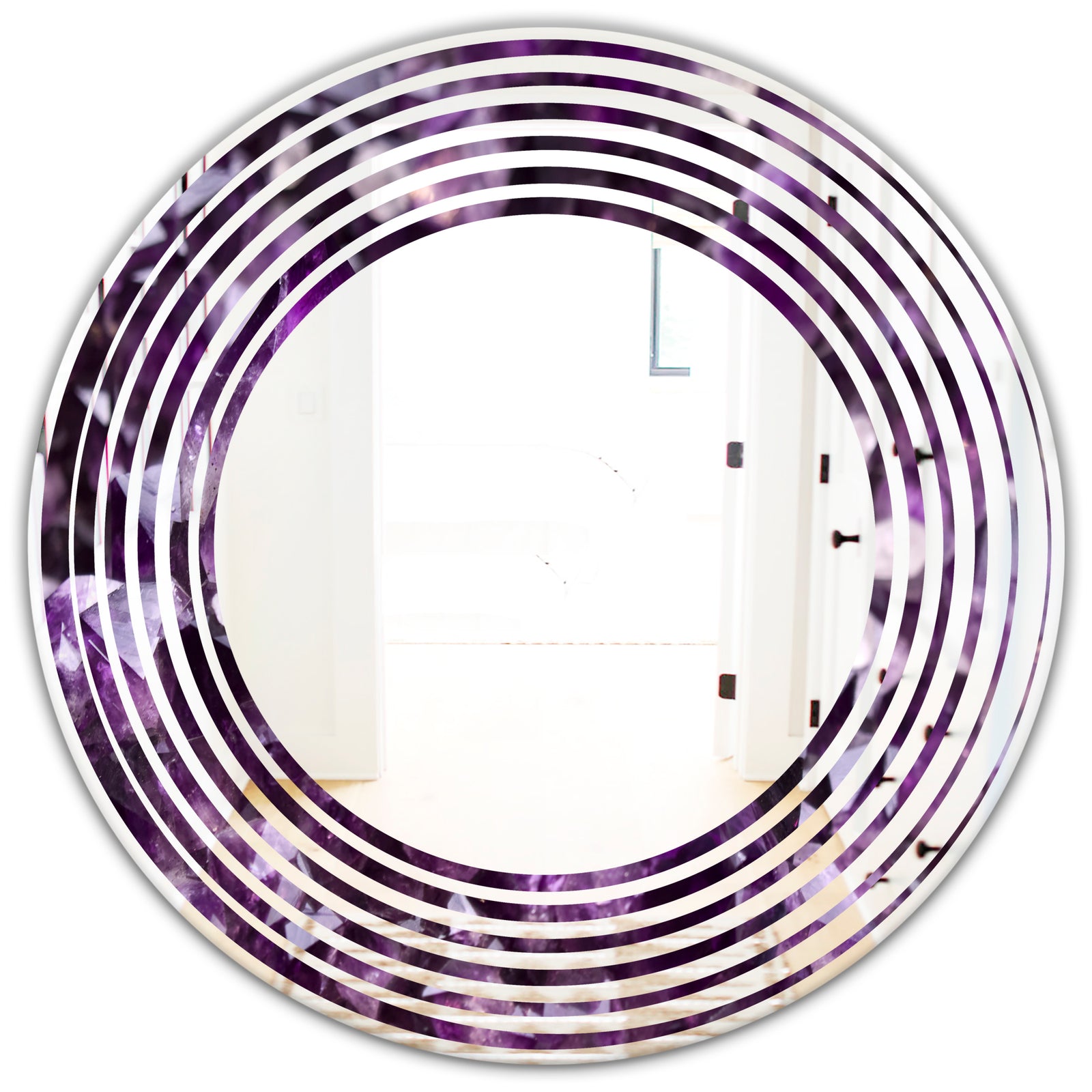 Amethyst geode - Modern Round or Oval Wall Mirror - Wave