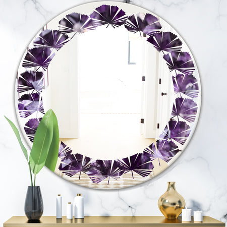 Amethyst geode - Modern Round or Oval Wall Mirror - Leaves