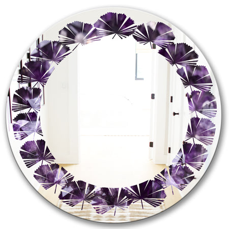 Amethyst geode - Modern Round or Oval Wall Mirror - Leaves