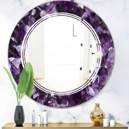 Amethyst geode - Modern Round or Oval Wall Mirror - Triple C
