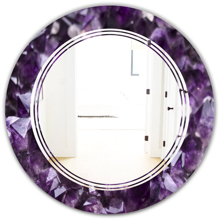 Amethyst geode - Modern Round or Oval Wall Mirror - Triple C