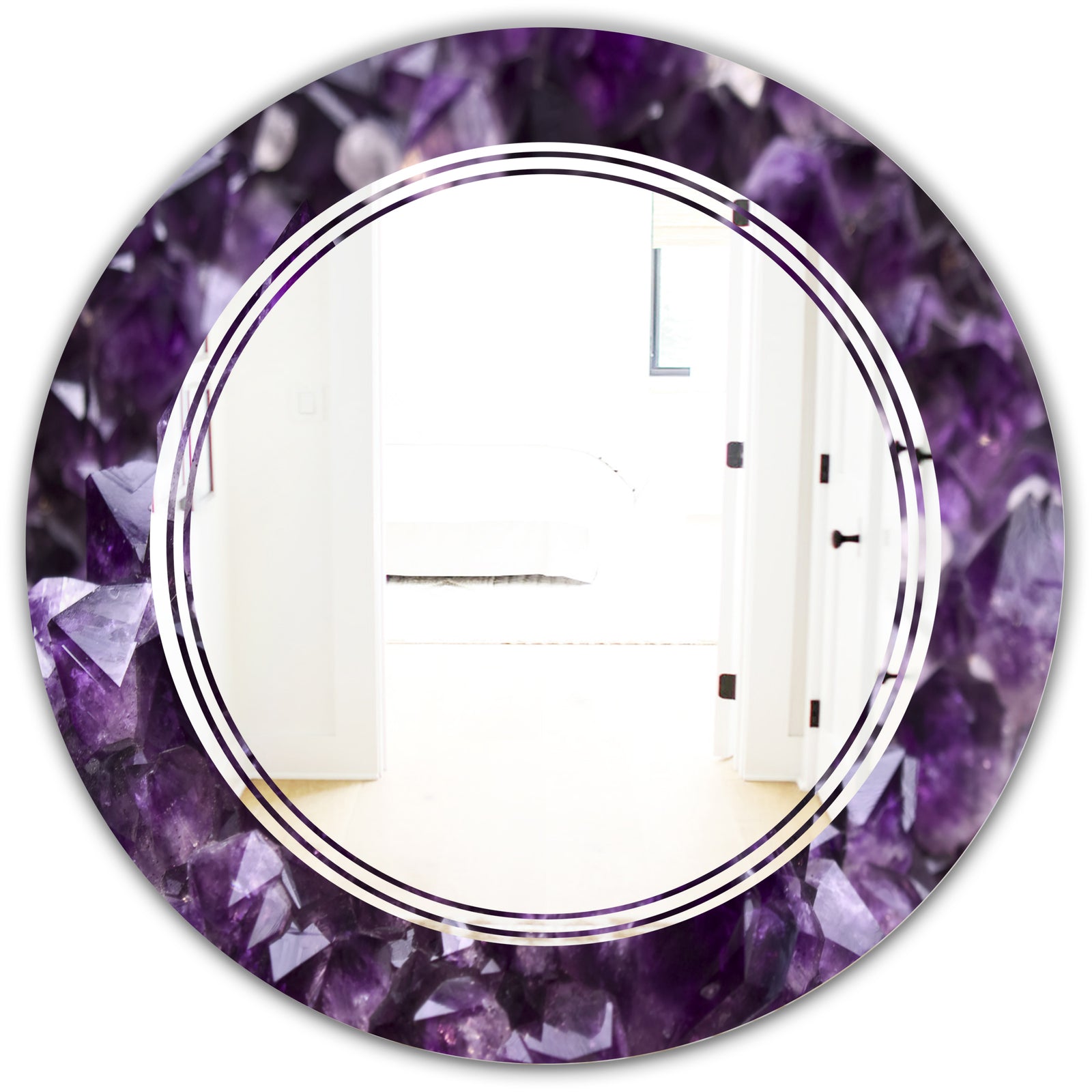 Amethyst geode - Modern Round or Oval Wall Mirror - Triple C