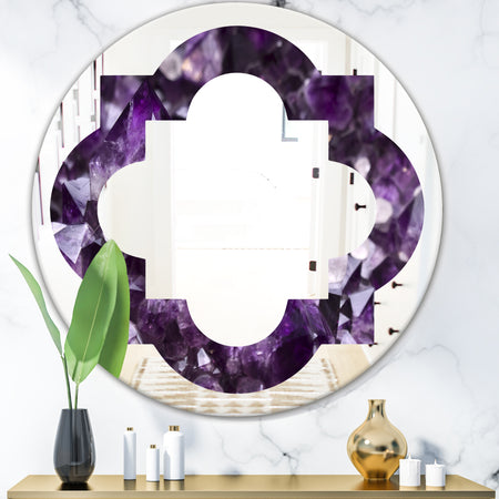 Amethyst geode - Modern Round or Oval Wall Mirror - Quatrefoil