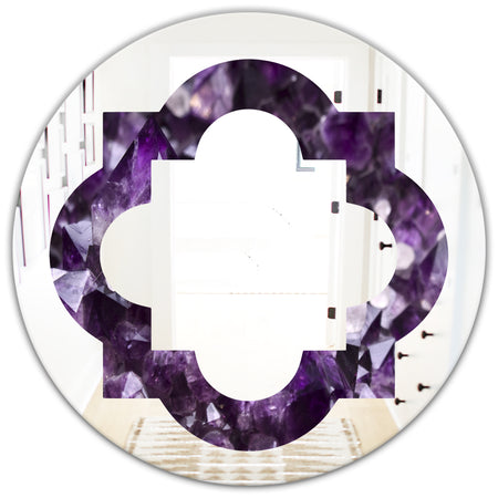Amethyst geode - Modern Round or Oval Wall Mirror - Quatrefoil
