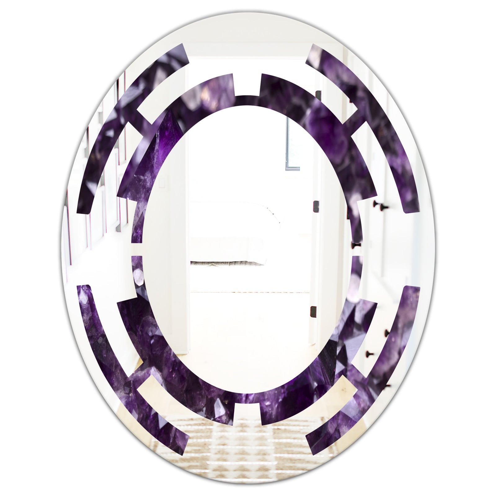 Amethyst geode - Modern Round or Oval Wall Mirror - Space