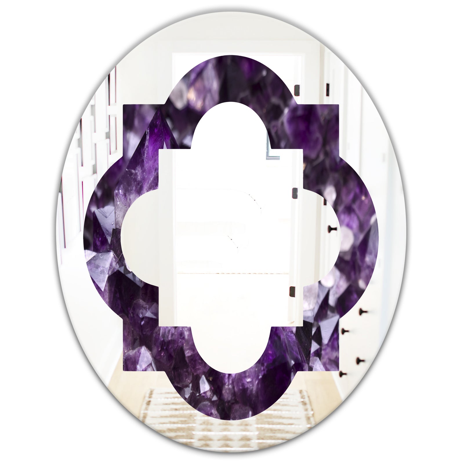 Amethyst geode - Modern Round or Oval Wall Mirror - Quatrefoil