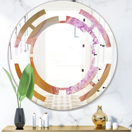 Crystals of Amethyst in Agate - Modern Round or Oval Wall Mirror - Space