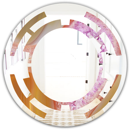 Crystals of Amethyst in Agate - Modern Round or Oval Wall Mirror - Space