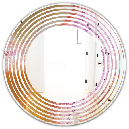 Crystals of Amethyst in Agate - Modern Round or Oval Wall Mirror - Wave