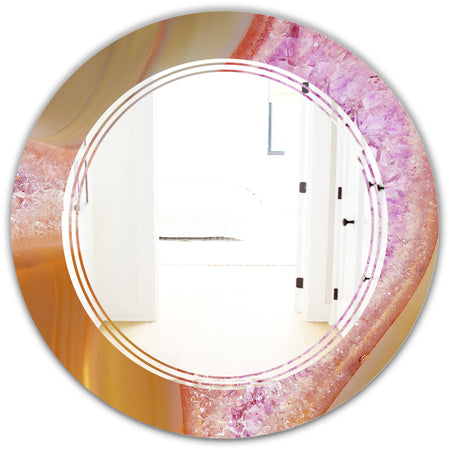 Crystals of Amethyst in Agate - Modern Round or Oval Wall Mirror - Triple C