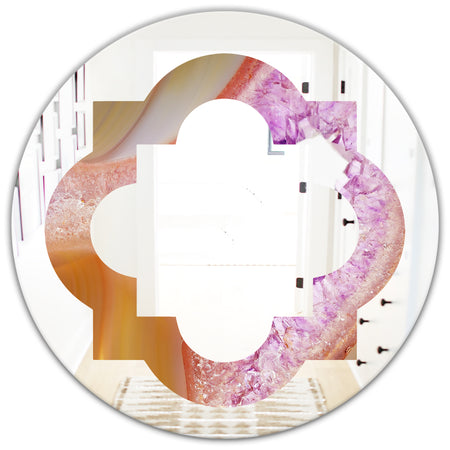 Crystals of Amethyst in Agate - Modern Round or Oval Wall Mirror - Quatrefoil