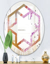 Crystals of Amethyst in Agate - Modern Round or Oval Wall Mirror - Hexagon Star