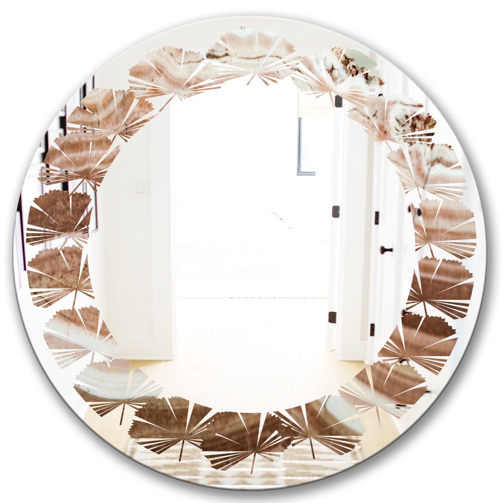 Crystals minerals and stones - Modern Round or Oval Wall Mirror - Leaves