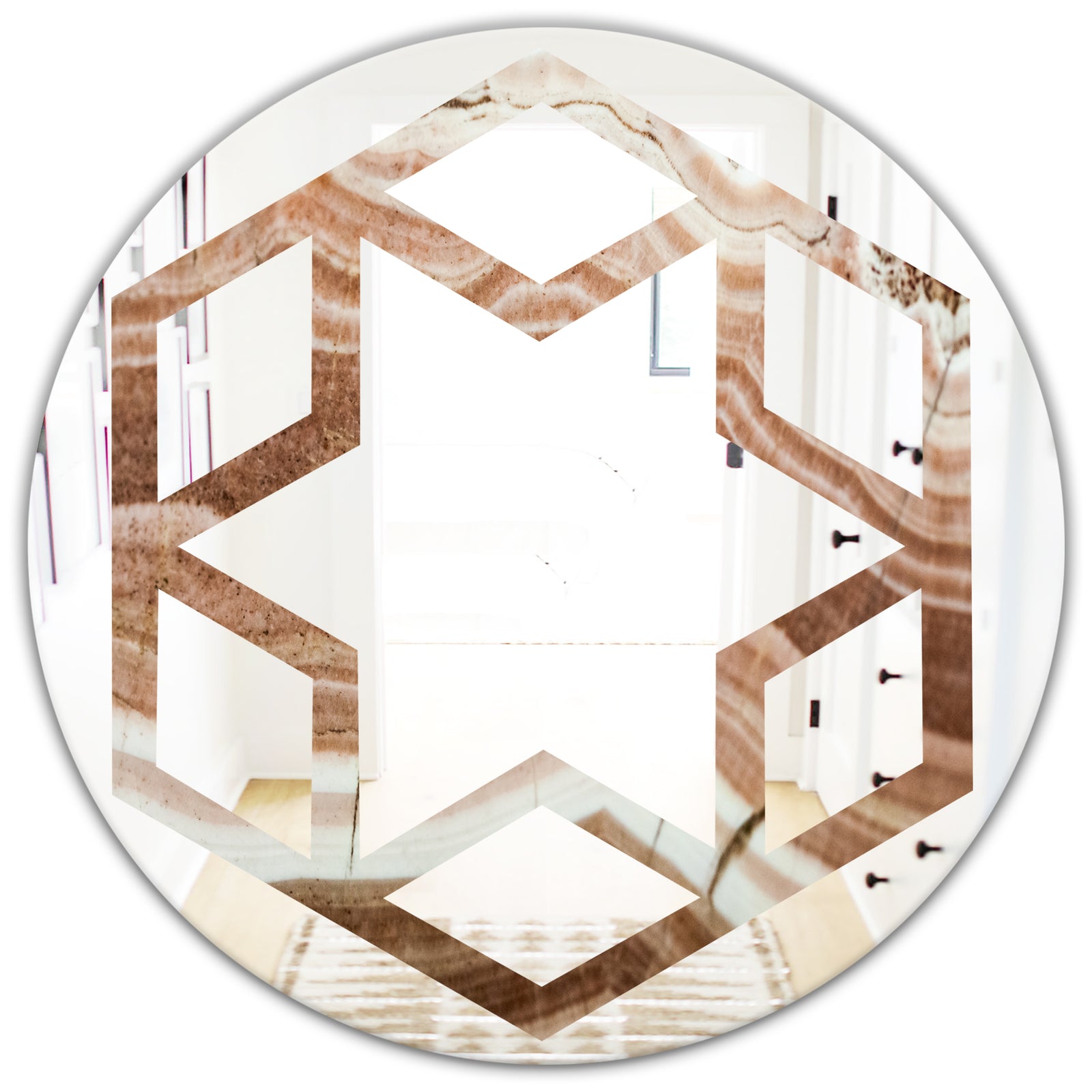 Crystals minerals and stones - Modern Round or Oval Wall Mirror - Hexagon Star