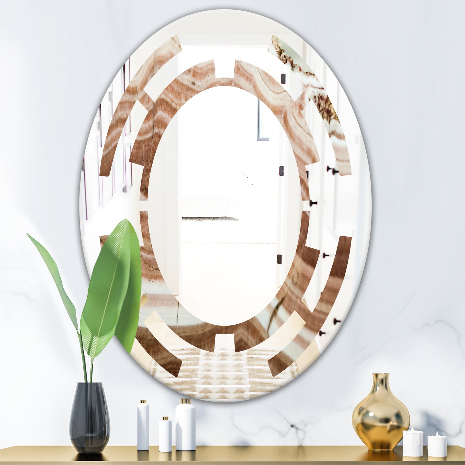 Crystals minerals and stones - Modern Round or Oval Wall Mirror - Space