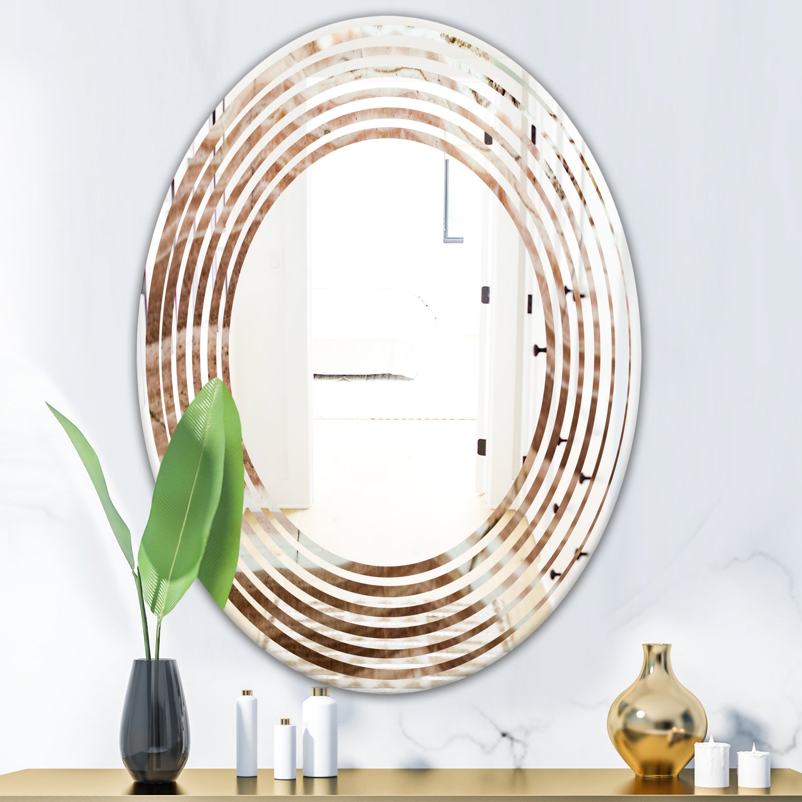 Crystals minerals and stones - Modern Round or Oval Wall Mirror - Wave