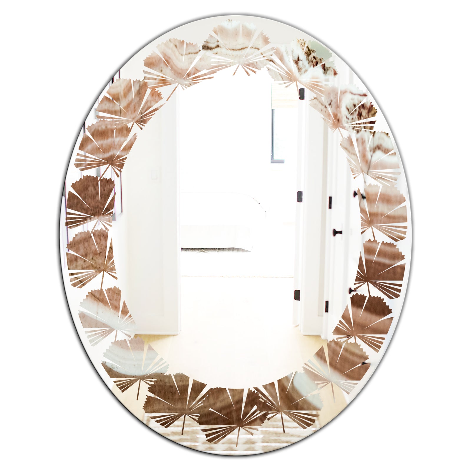 Crystals minerals and stones - Modern Round or Oval Wall Mirror - Leaves