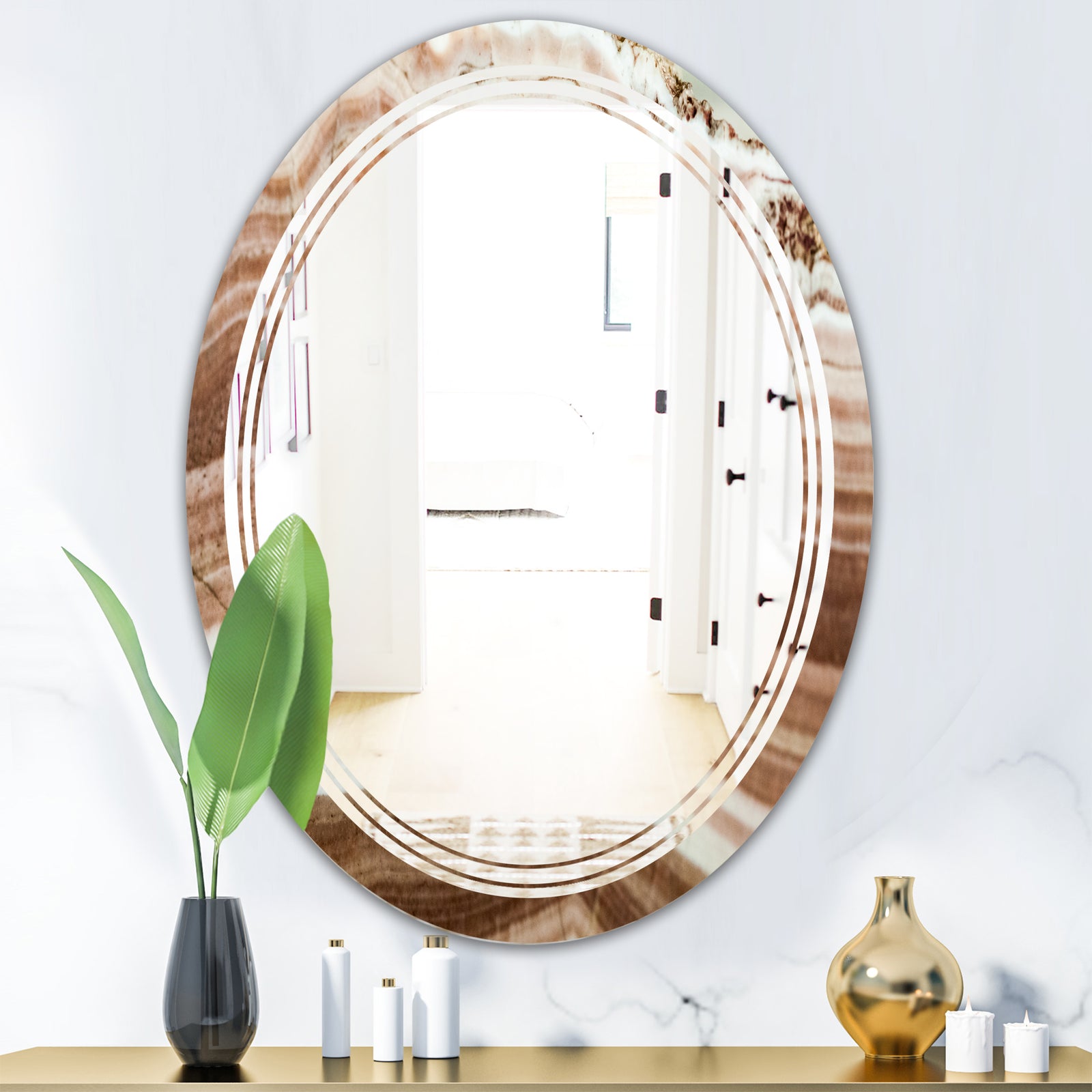 Crystals minerals and stones - Modern Round or Oval Wall Mirror - Triple C