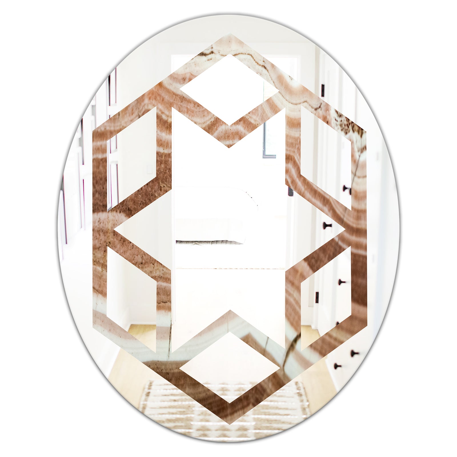 Crystals minerals and stones - Modern Round or Oval Wall Mirror - Hexagon Star