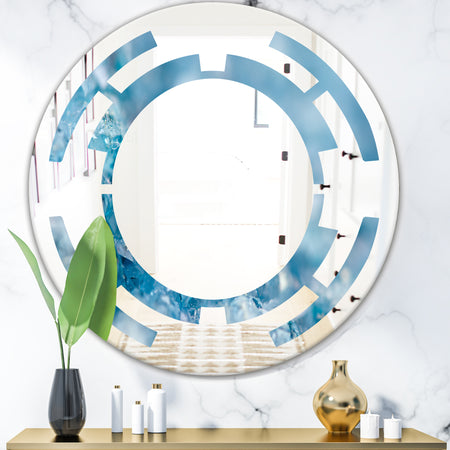 Blue crystals Agate - Modern Round or Oval Wall Mirror - Space