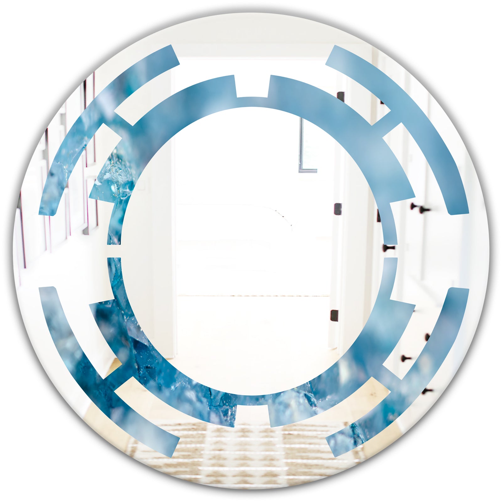 Blue crystals Agate - Modern Round or Oval Wall Mirror - Space