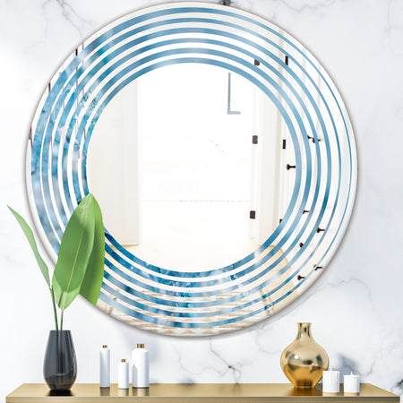 Blue crystals Agate - Modern Round or Oval Wall Mirror - Wave